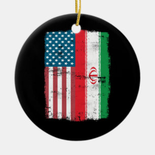 Iranian American Flag - USA Iran Ceramic Ornament