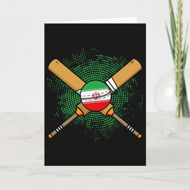 Iranian Cricket Racket And Ll Flag Of Iran  Card (Front)