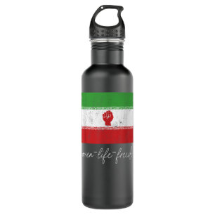 Iranian Flag Female with Fist Support Women of Ira 710 Ml Water Bottle