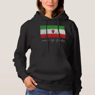 Iranian Flag Female with Fist Support Women of Ira Hoodie
