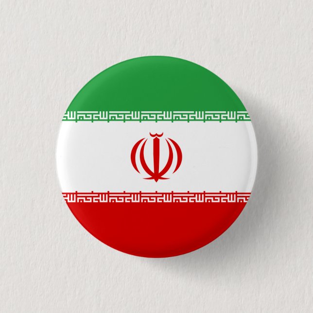 Iranian Flag, Flag of Iran 1 Inch Round Button (Front)