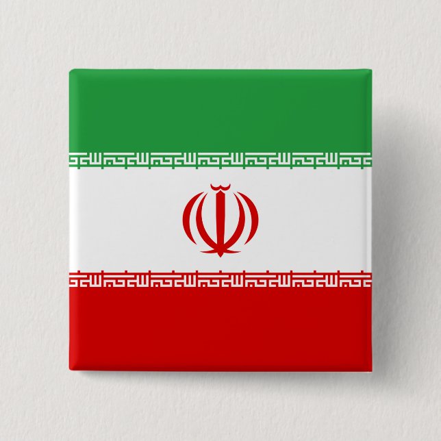 Iranian Flag (Iran) (Persian) 2 Inch Square Button (Front)
