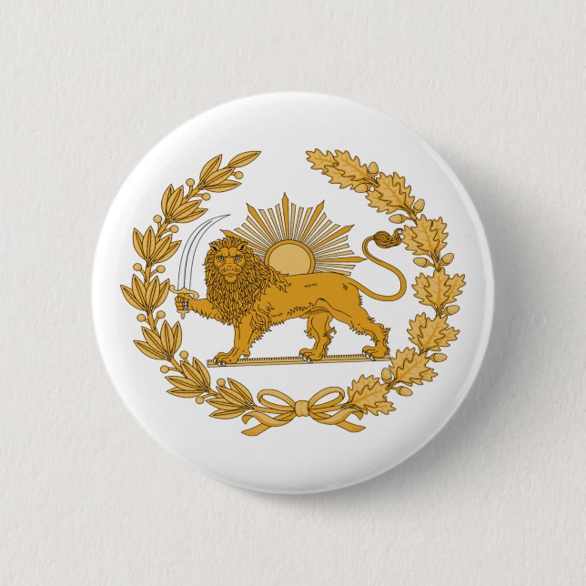 Iranian flag Logo Lion 2 Inch Round Button (Front)