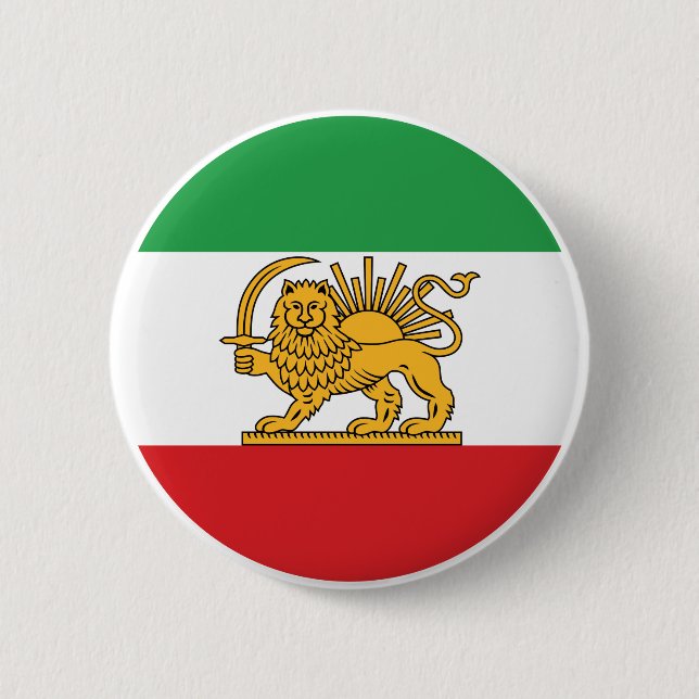 Iranian Lion and Sun Historic Flag Emblem 2 Inch Round Button (Front)