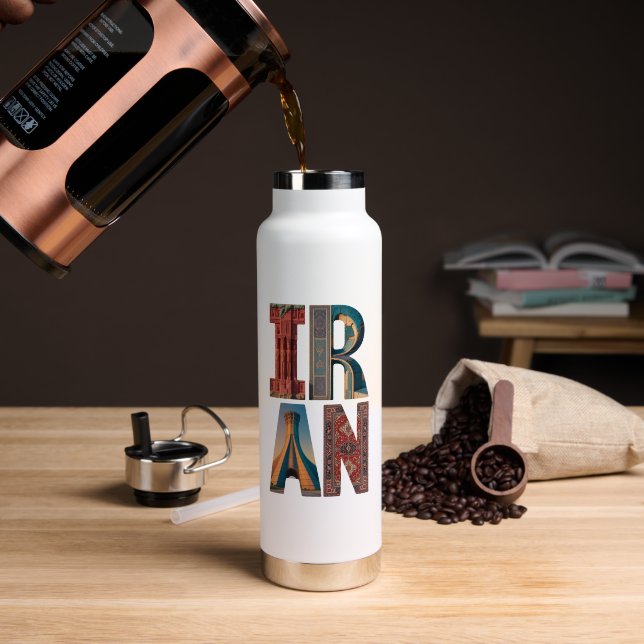 Iranian Pride Anti War Anti Neocon Water Bottle (Coffee (Rotated))
