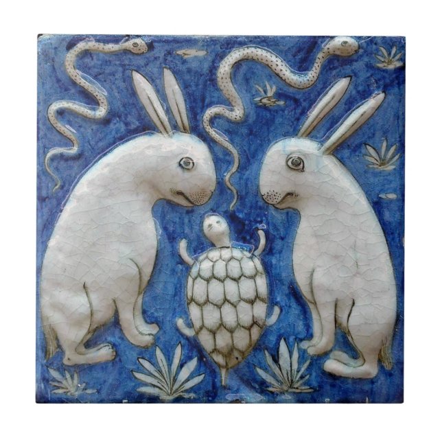Iranian Rabbit, Tortoise Snake Blue Tile (Front)