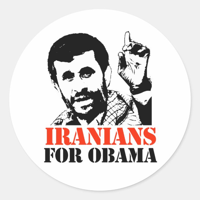 IRANIANS FOR OBAMA CLASSIC ROUND STICKER (Front)