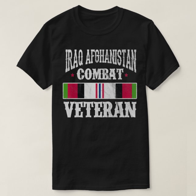 Iraq Afghanistan Combat Veteran Proud Army Militar T-Shirt (Design Front)