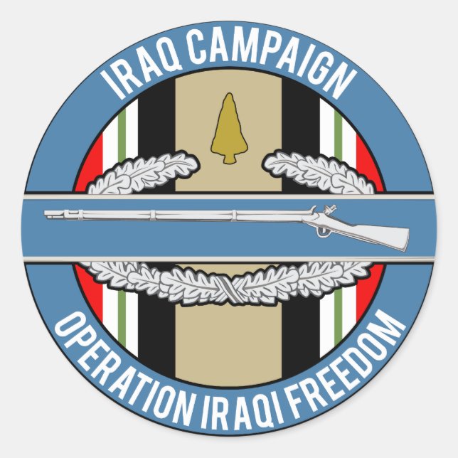 Iraq Campaign CIB Classic Round Sticker (Front)