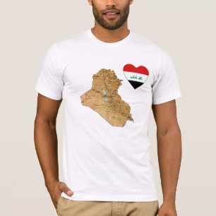 Iraq Flag Heart and Map T-Shirt