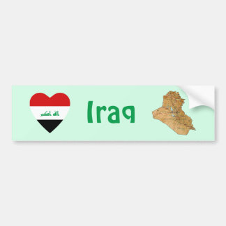 Iraq Flag Heart + Map Bumper Sticker