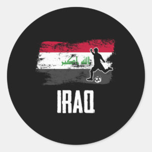 Iraq Flag Jersey Iraqi Soccer Team Iraqi Classic Round Sticker