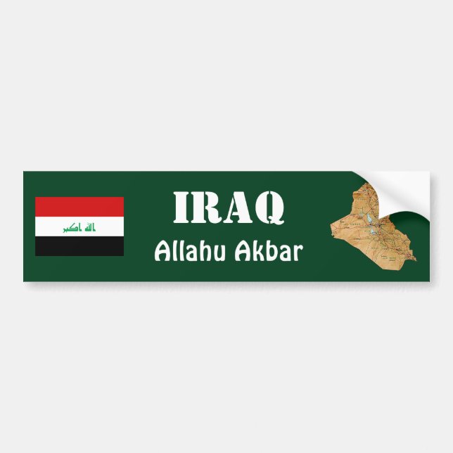 Iraq Flag + Map Bumper Sticker (Front)