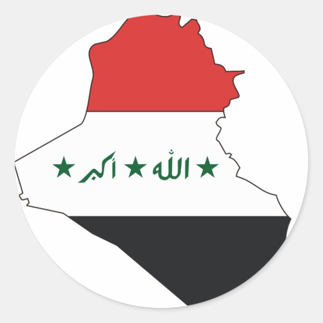 Iraq flag map classic round sticker (Front)