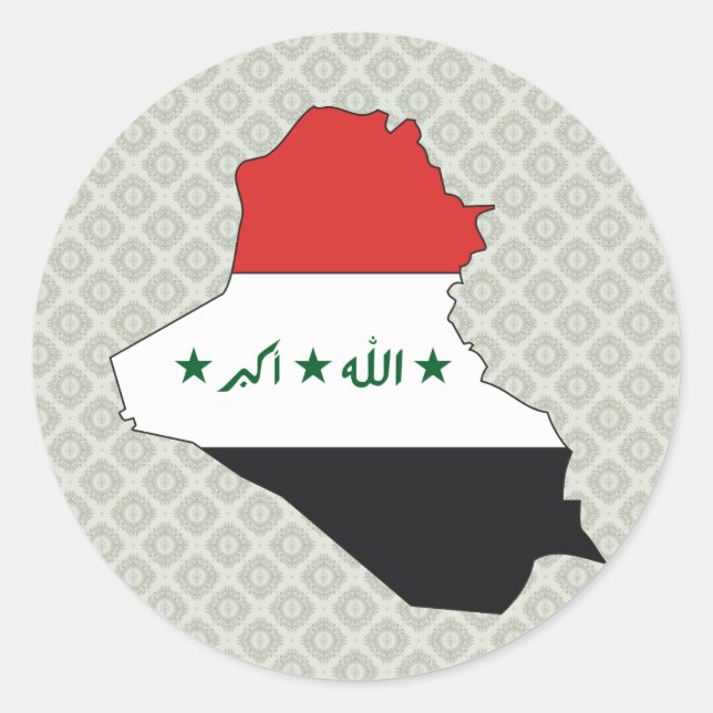 Iraq Flag Map full size Classic Round Sticker (Front)
