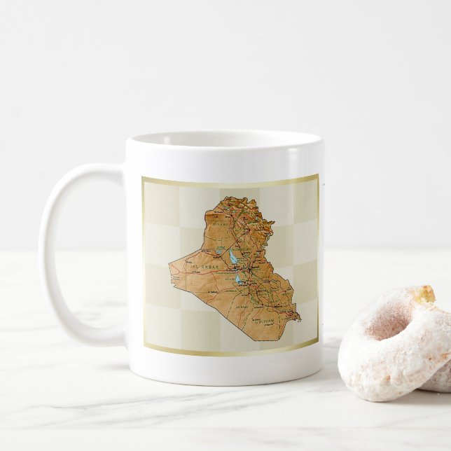 Iraq Flag + Map Mug (With Donut)