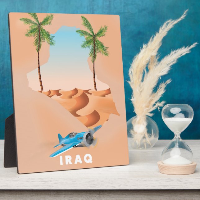 Iraq Illustrated travel poster print. Plaque (Side)