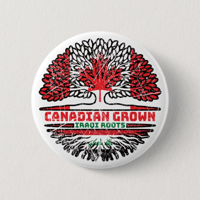 Iraq Iraqi Canadian Canada Tree Roots Flag 2 Inch Round Button (Front)