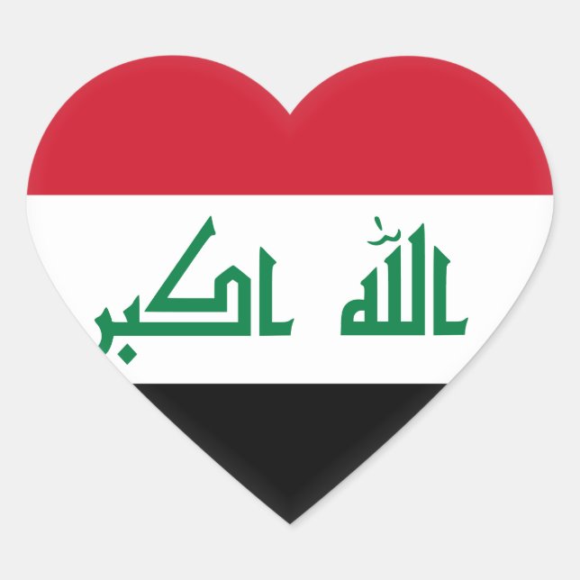 Iraq (Iraqi) Flag Heart Sticker (Front)