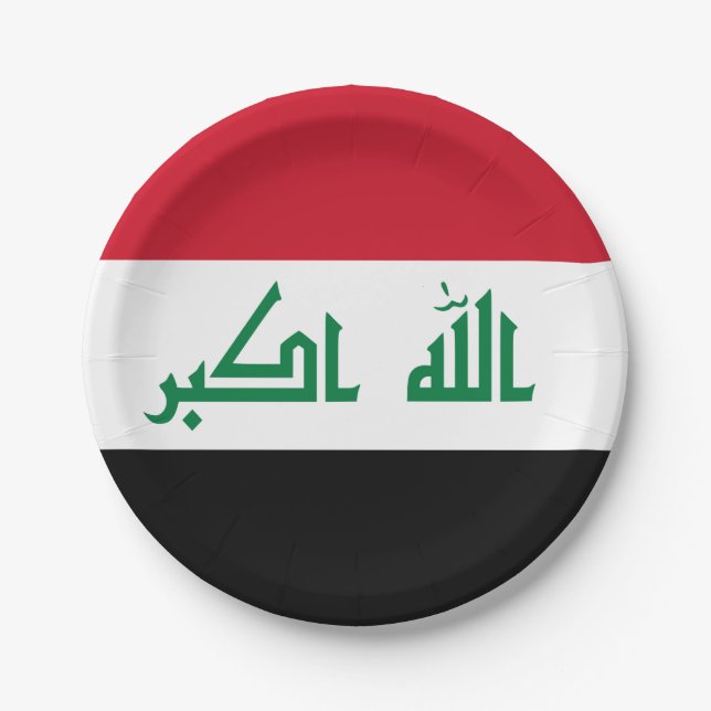 Iraq (Iraqi) Flag Paper Plate (Front)