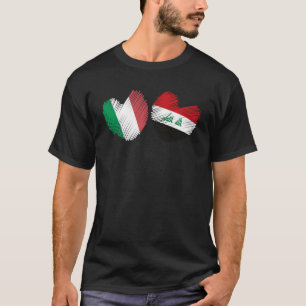Iraq Italy Heart Italian Flag Iraqi Flag Love Hear T-Shirt