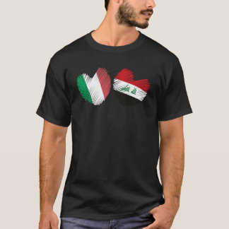 Iraq Italy Heart Italian Flag Iraqi Flag Love Hear T-Shirt