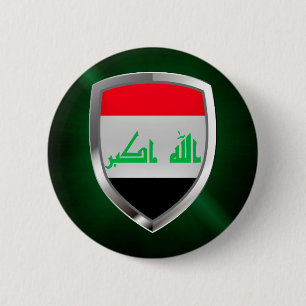 Iraq Metallic Emblem 2 Inch Round Button