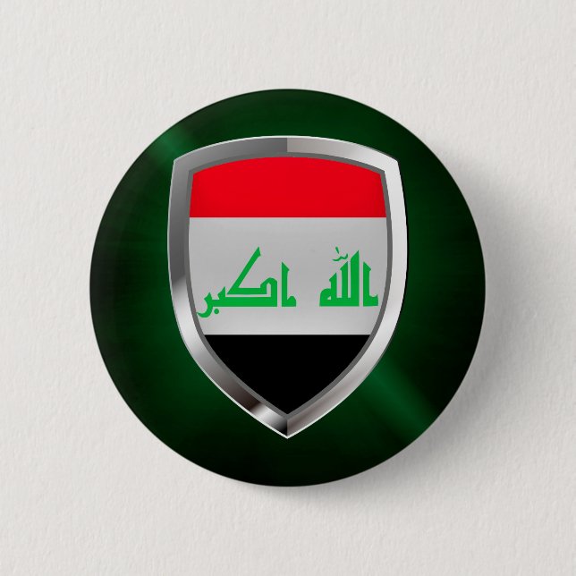 Iraq Metallic Emblem 2 Inch Round Button (Front)
