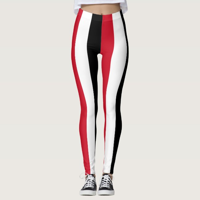 Iraq National Flag Colours Vertical Striped Leggings (Front)
