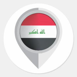 Iraq Pin Location Flag  Classic Round Sticker