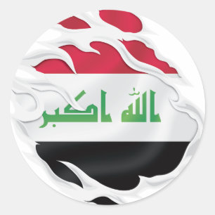 Iraq Ripped Flag Classic Round Sticker