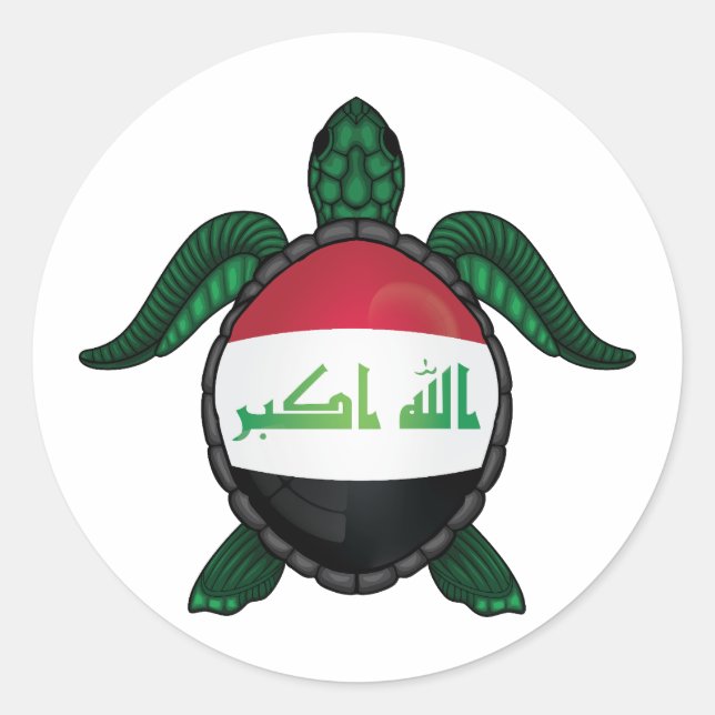 Iraq sea turtle flag classic round sticker (Front)
