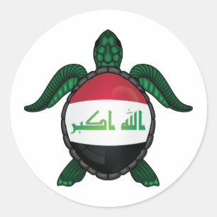 Iraq sea turtle flag classic round sticker