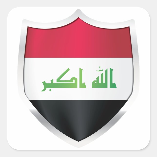Iraq Silver Shield Flag Square Sticker (Front)