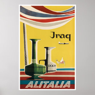 Iraq Travel Poster Alitalia Airlines Art Print