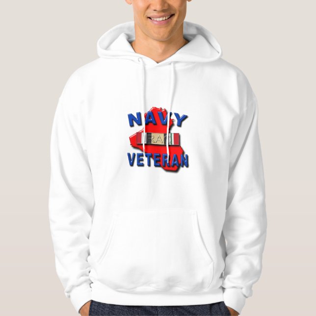 Iraq Veteran Service Ribbon, NAVY Hoodie (Front)