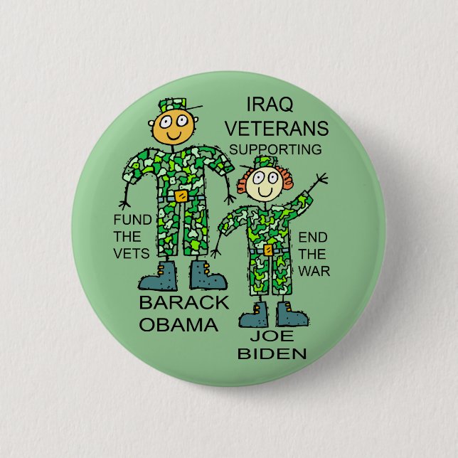 IRAQ VETS FOR OBAMA 2 INCH ROUND BUTTON (Front)