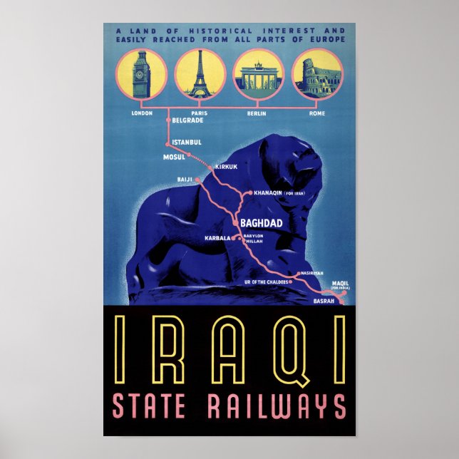 Iraq Vintage Travel Poster Restored (Front)
