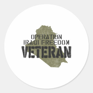 Iraq War Veterans Operation Iraqi Freedom Veteran Classic Round Sticker