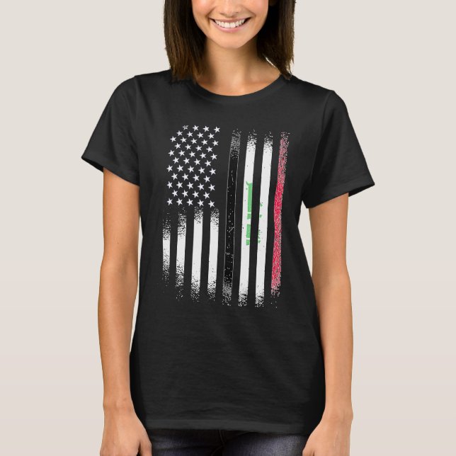 Iraqi American Patriot Grown Country USA Flags Str T-Shirt (Front)