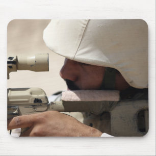 Iraqi Army Sergeant sights in down range Mouse Pad