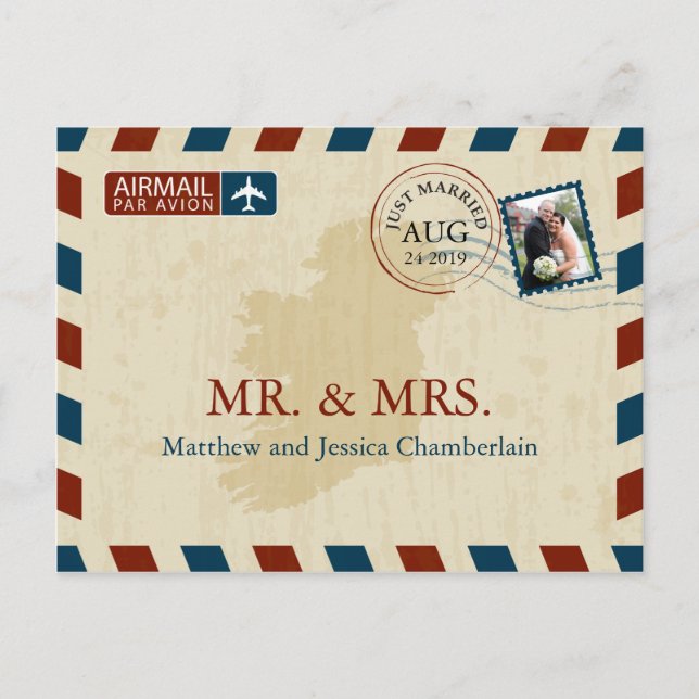 Ireland Airmail | Wedding Thank You Postcard (Front)