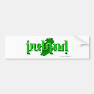'Ireland' ambigram on a silhouette of Ireland Bumper Sticker
