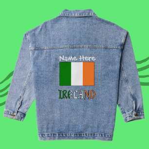 Ireland and Irish Flag Black Personalization Denim Jacket