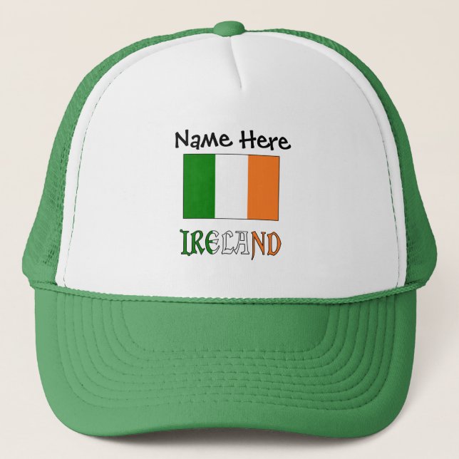 Ireland and Irish Flag Personalized  Trucker Hat (Front)