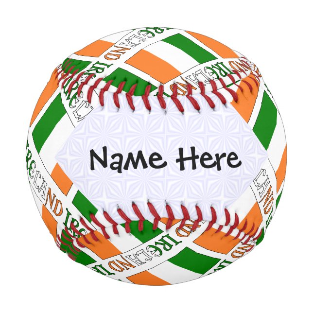 Ireland and Irish Flag Tiled with Your Name Baseball (Front)