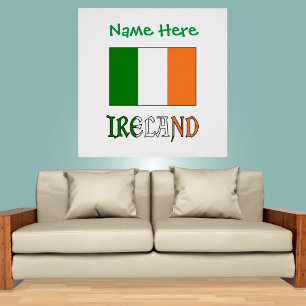 Ireland and Irish Flag with Green Personalization  Poster