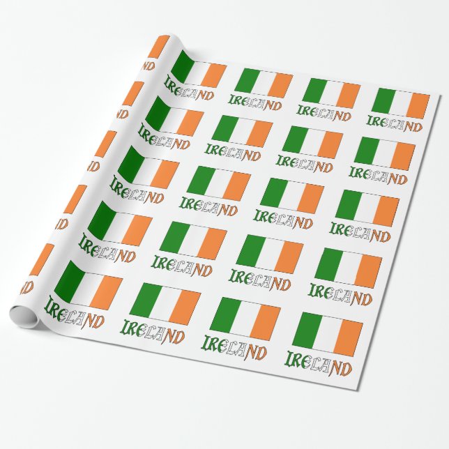 Ireland and Irish Flag Wrapping Paper (Unrolled)