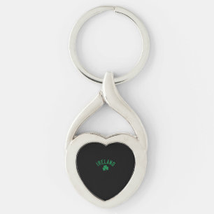 Ireland Arched Text Shamrock Distressed Green Prin Keychain