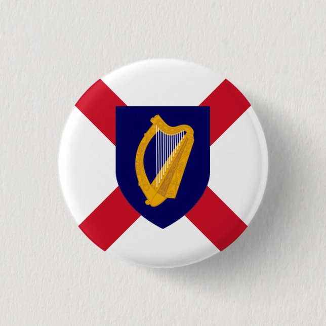 Ireland Badge - Cross & Harp Shield 1 Inch Round Button (Front)